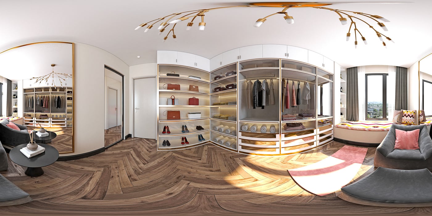 cloak room, 360 degrees view.